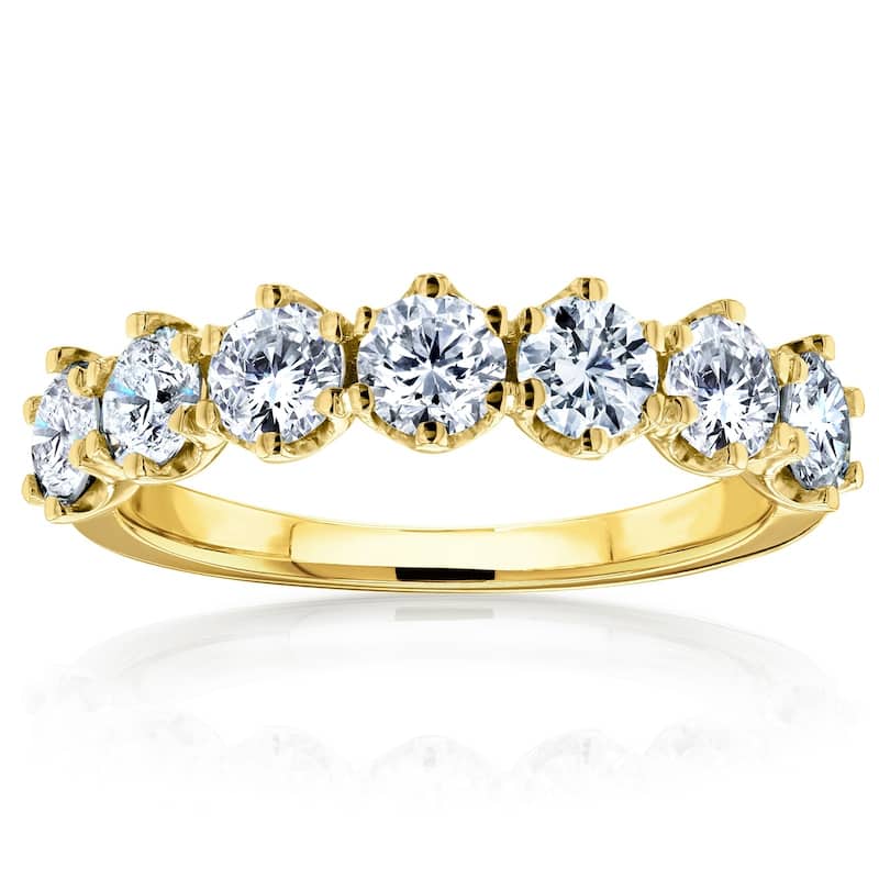 Annello by Kobelli 14k Gold 1 1/4ct TDW 7-Stone Prong Set Diamond Ring