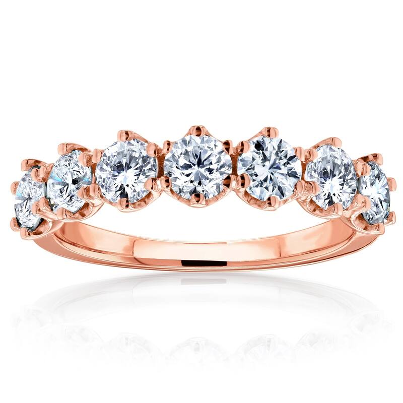 Kobelli 1.25 Carats Natural Diamond Solid 14k Gold Round Brilliant-cut 7-Stone Wedding Ring