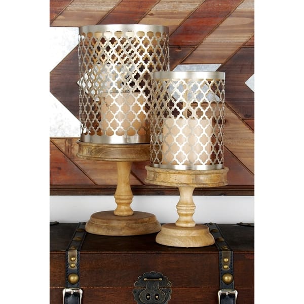 slide 2 of 10, The Gray Barn Jartop Wood Metal Candle Holder (Set of 2)