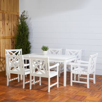 Surfside Eco-friendly 7-piece Outdoor White Hardwood Dining Set with Rectangle Table and Arm Chairs by Havenside Home