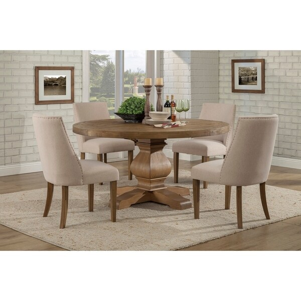 pine round dining table and chairs