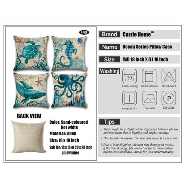 Shop Ocean Park Cotton Linen Theme Decorative Throw Pillow Cover