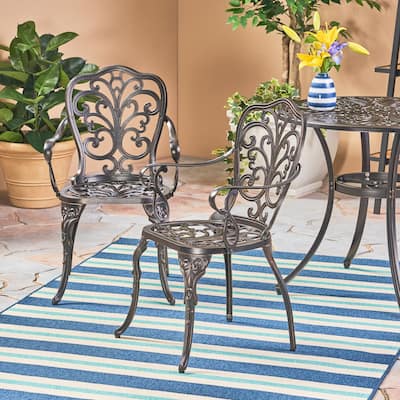 Viga Outdoor Cast Aluminum Dining Chair (Set of 2) by Christopher Knight Home