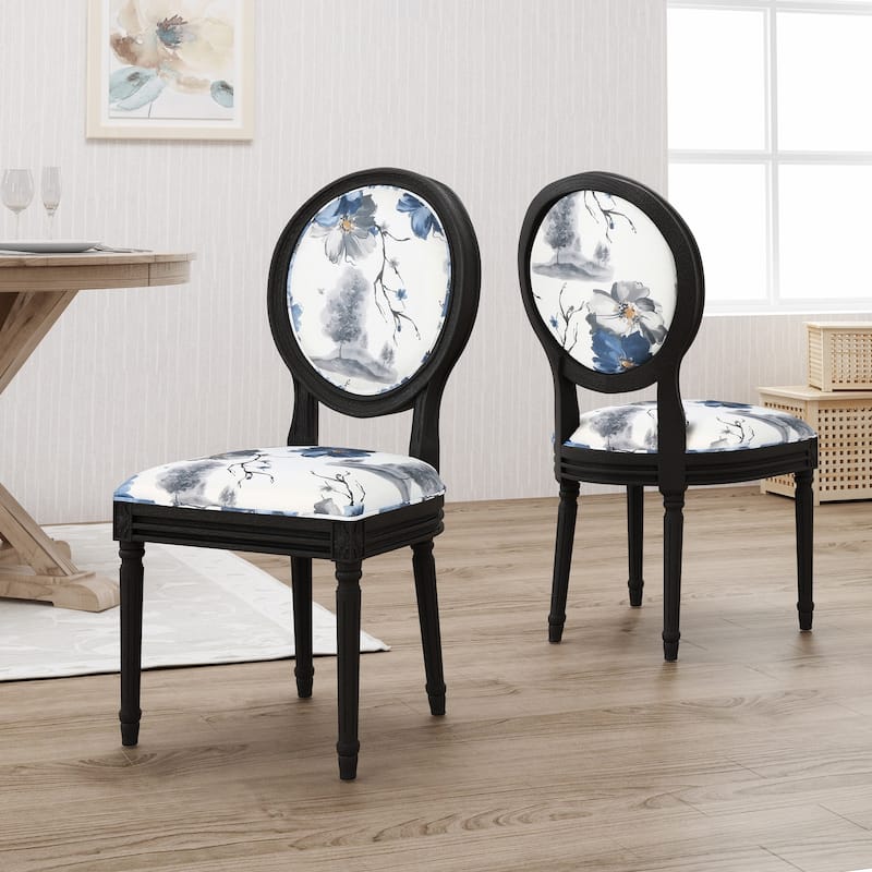 Hiro Traditional Fabric Dining Chairs by Christopher Knight Home - Floral Print