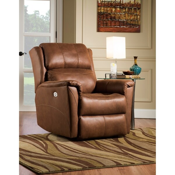 Shop Southern Motion Shimmer Brown Leather Power Headrest Wall Hugger Recliner - Free Shipping 
