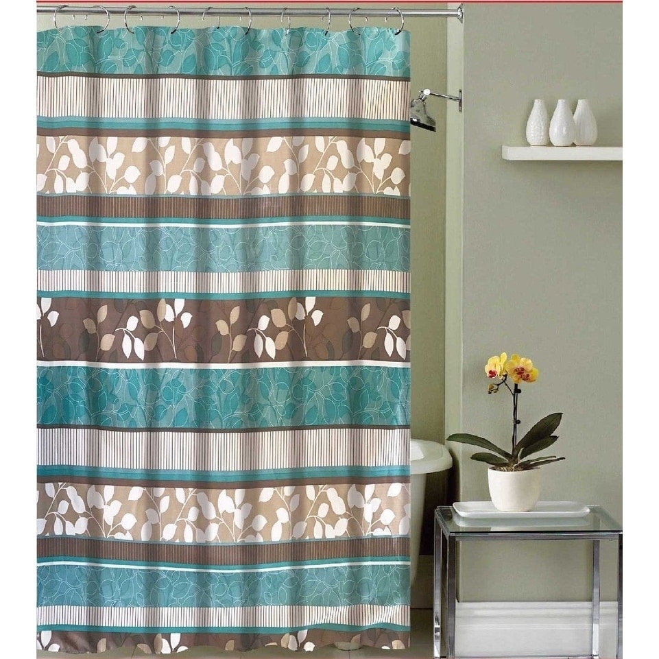 blue cloth shower curtain