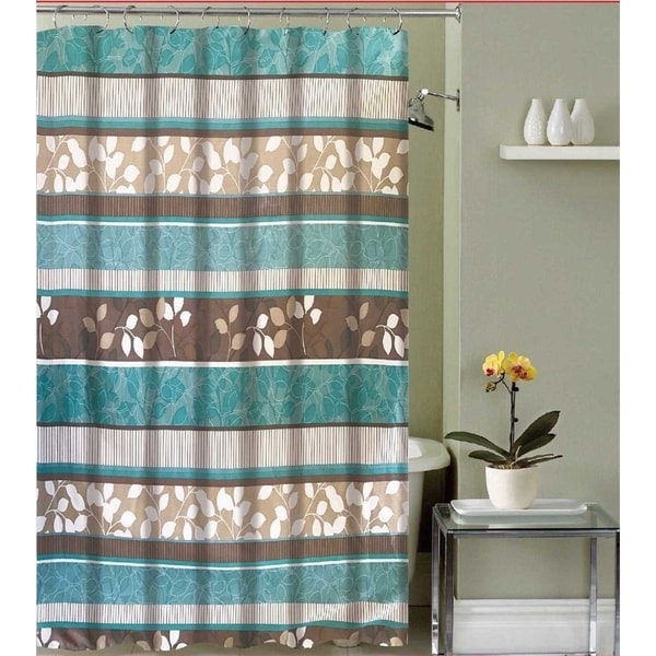 teal fabric shower curtain