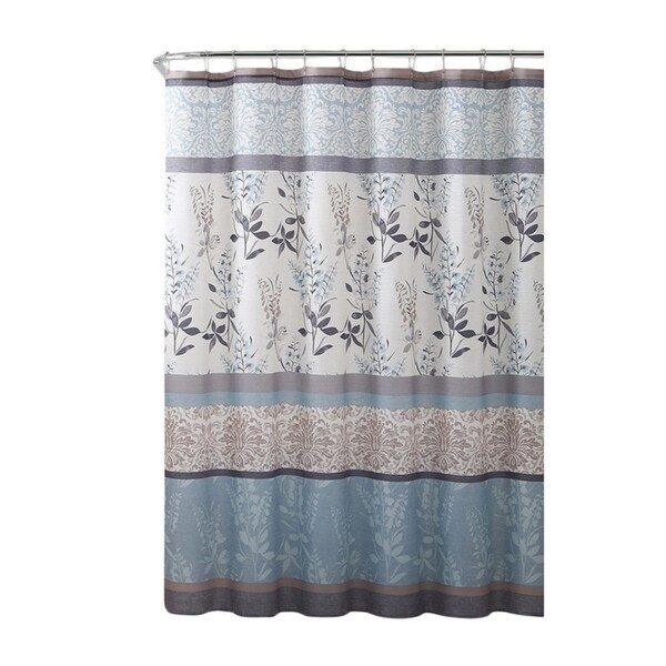 Shop Light Blue Beige Grey Canvas Fabric Shower Curtain 72