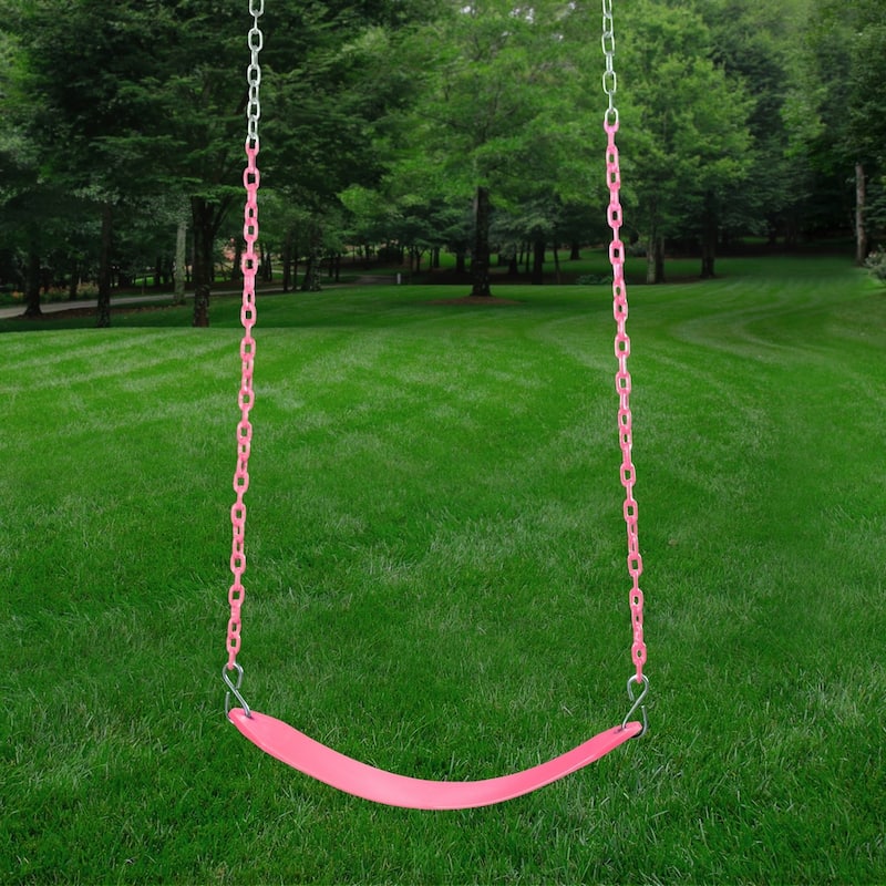 Swing-N-Slide Pink Swing Seat with Pink Coated Chains - 26" W x 5.5" D x 58" H