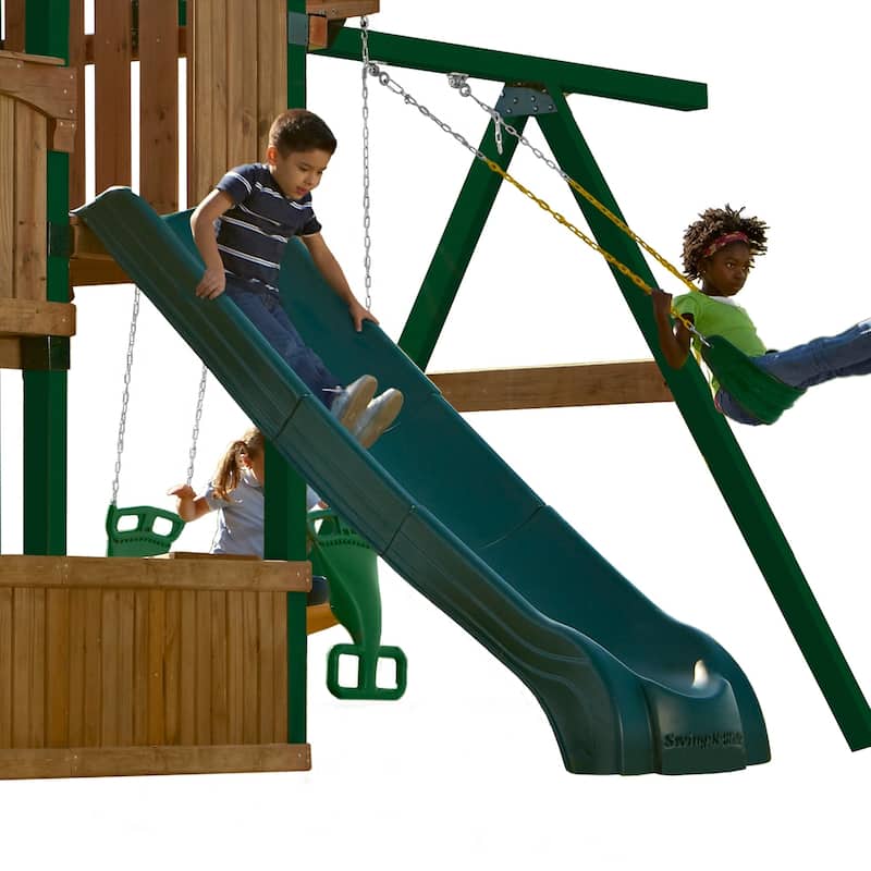 Swing-N-Slide 3-Piece Super Summit Slide - Green - Mounts to 5' Platforms - 102.5" L x 21" W x 8" H