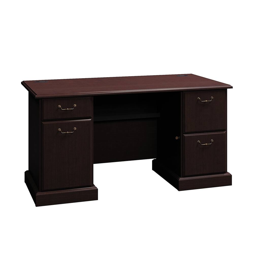 Syndicate Collection 60W Double Pedestal Desk in Mocha Cherry