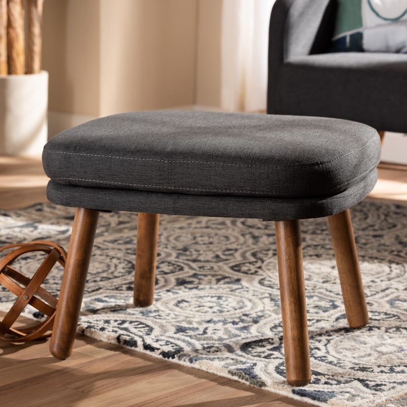 Mid-Century Fabric Upholstered Ottoman by Baxton Studio - Grey