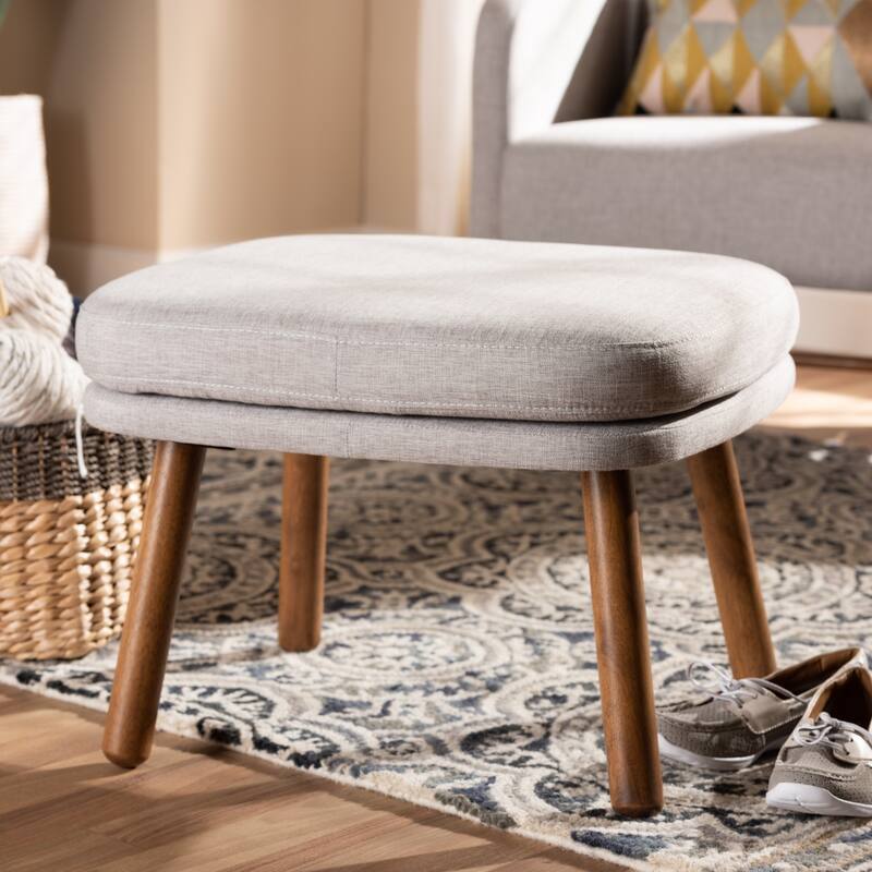 Mid-Century Fabric Upholstered Ottoman by Baxton Studio - Beige