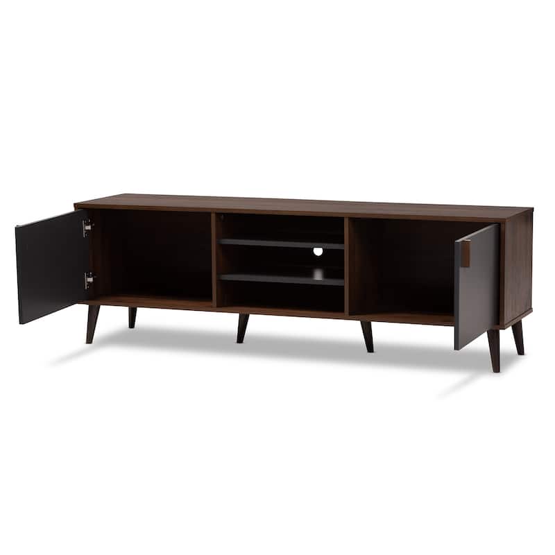 Mid-Century Brown and Grey TV Stand by Baxton Studio