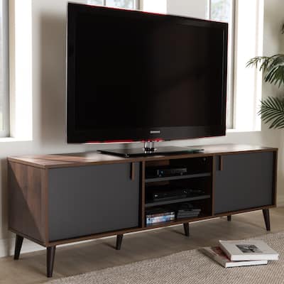 Mid-Century Brown and Grey TV Stand by Baxton Studio