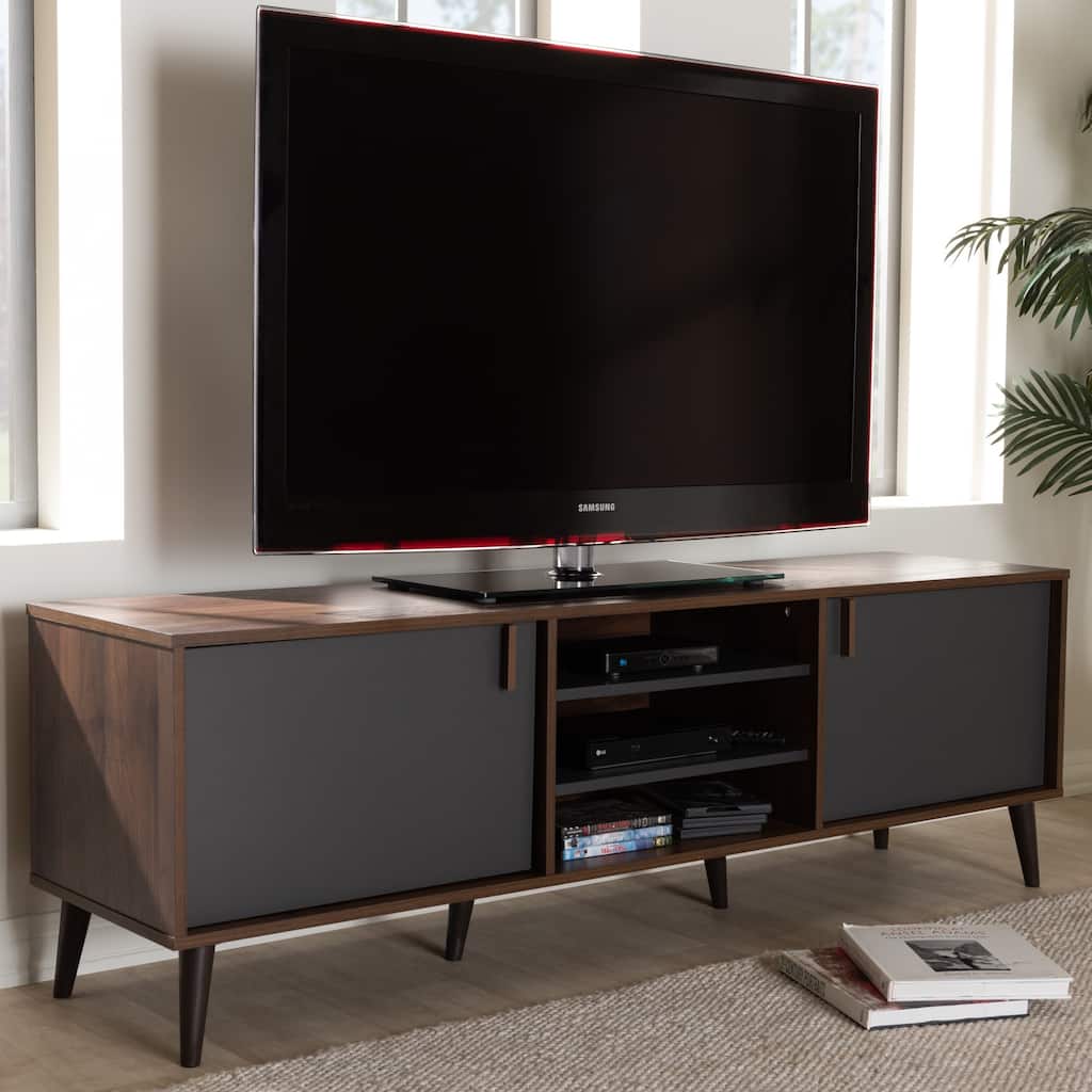 Mid-Century Brown and Grey TV Stand by Baxton Studio