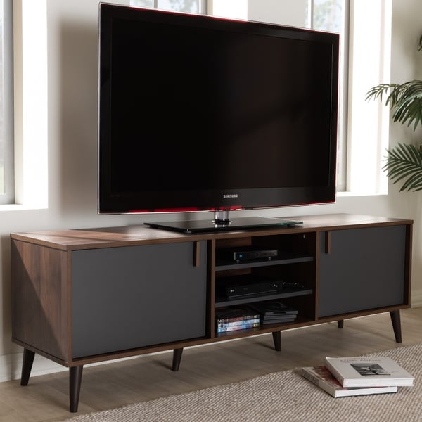 Mid-Century Brown and Grey TV Stand by Baxton Studio - On ...
