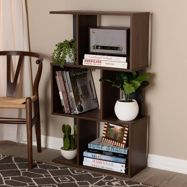 Contemporary Brown and Grey Shelf by Baxton Studio - Overstock - 22322504