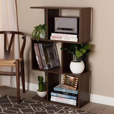 Contemporary Brown and Grey Shelf by Baxton Studio