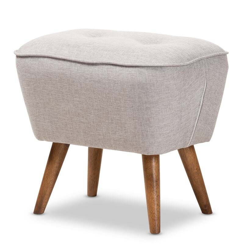 Mid-Century Fabric Upholstered Ottoman by Baxton Studio