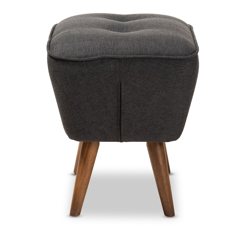 Mid-Century Fabric Upholstered Ottoman by Baxton Studio