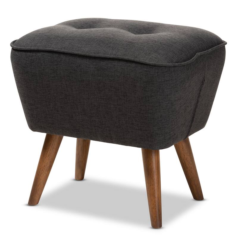 Mid-Century Fabric Upholstered Ottoman by Baxton Studio