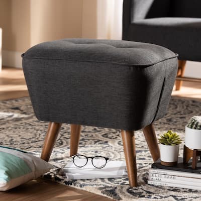 Mid-Century Fabric Upholstered Ottoman by Baxton Studio