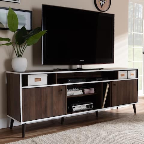 Mid-Century Brown and White TV Stand by Baxton Studio