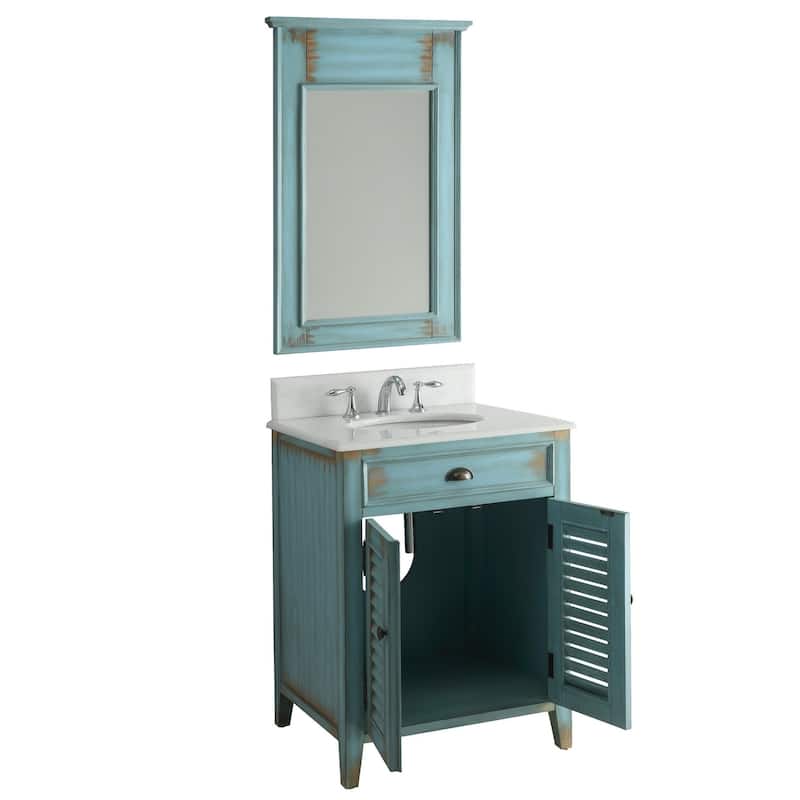 26" Benton Collection Abbeville Rustic Blue Bathroom Vanity