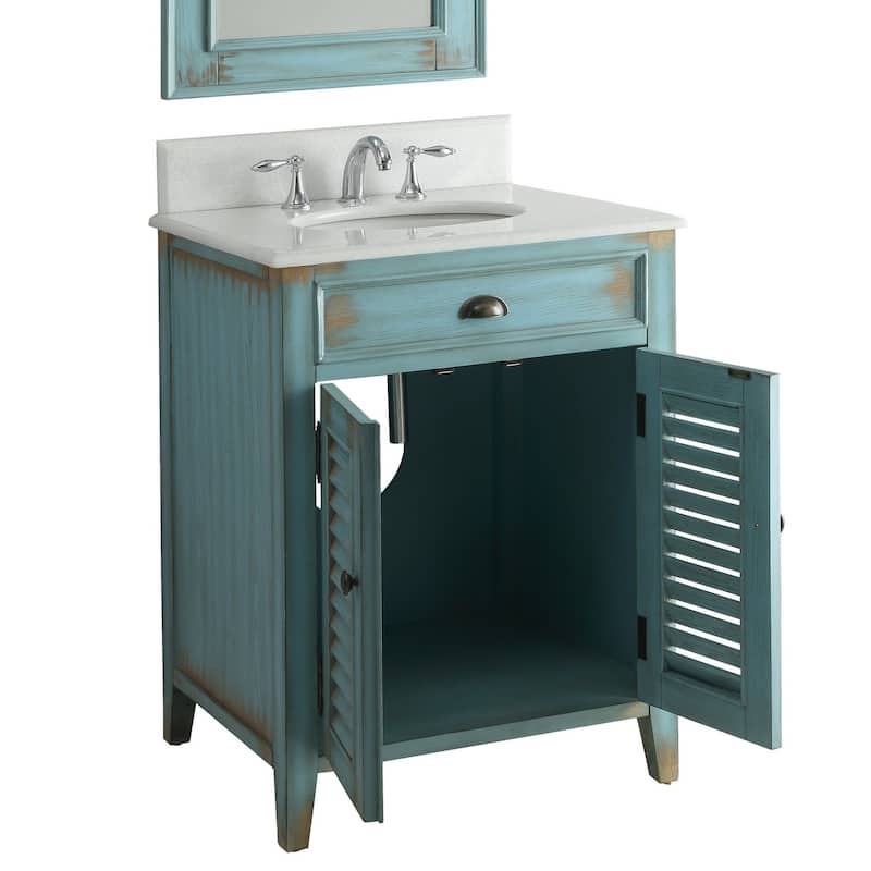 26" Benton Collection Abbeville Rustic Blue Bathroom Vanity