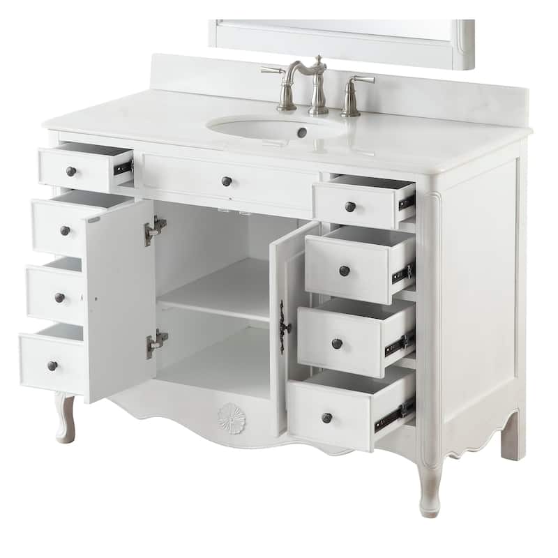 46.5" Benton Collection Daleville Antique White Shabby Chic Vanity