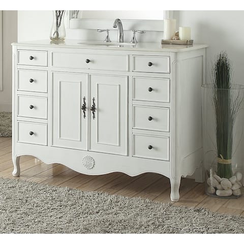46.5" Benton Collection Daleville Antique White Shabby Chic Vanity