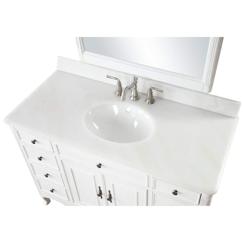 46.5" Benton Collection Daleville Antique White Shabby Chic Vanity