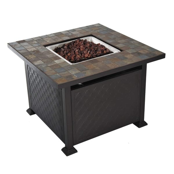 Shop Outsunny 45 Slate Tile Mantel Lp Gas Fire Pit Table