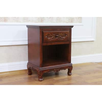 Windsor Carved Wood 1-Drawer Night Stand