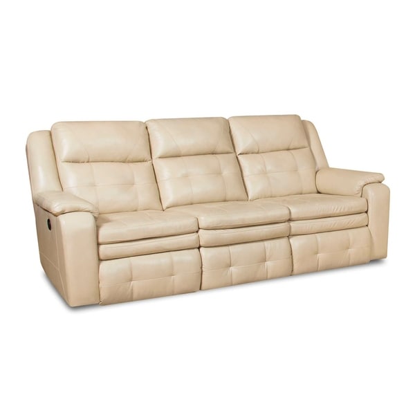Inspire Cream Leather Double Reclining Sofa Free Shipping Today Inspire Cream Leather Double Reclining Sofa