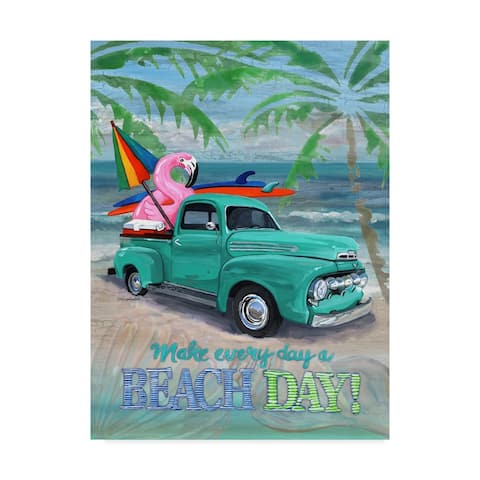Cindy Fornataro 'Beach Day Flamingo' Canvas Art - Grey