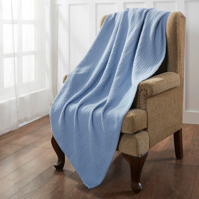Modern Threads 100-Percent Cotton Thermal Blanket - Twin - Twin XL - Blue