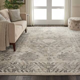 Nourison Fusion Vintage Cream/Grey Medallion Rug 9’6x13’