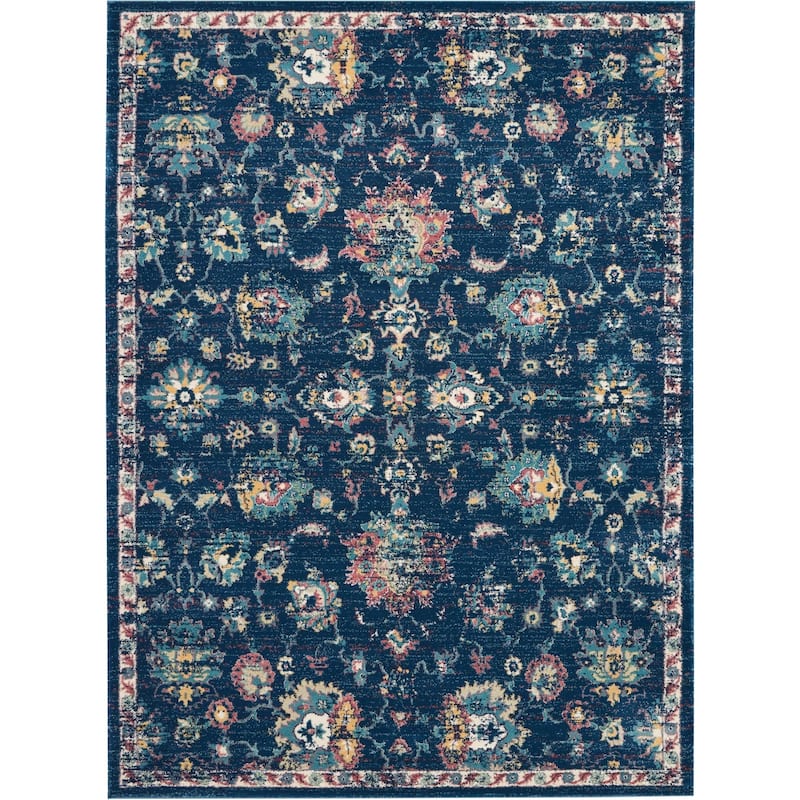 Nourison Fusion Vintage Floral Area Rug - 7' 10" x 10' 6" - Navy/Pink - Runner/Rectangle