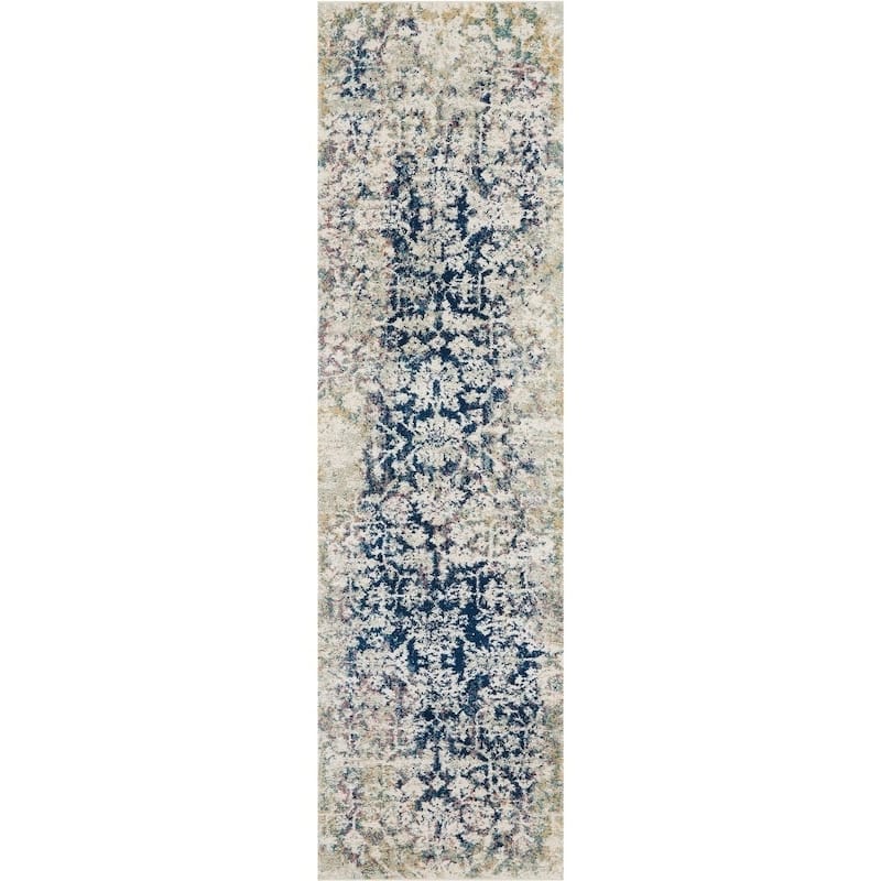 Nourison Fusion Traditional Distressed Area Rug - 2' 2" x 7' 6" - Cream/Blue - Runner/Rectangle