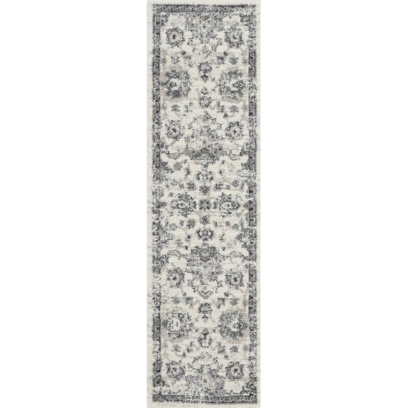 Nourison Fusion Vintage Floral Area Rug - 2' 2" x 7' 6" - Cream/Grey - Runner