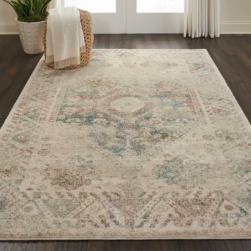 Nourison Fusion Vintage Distressed Area Rug - 4' x 6' - Multi/Cream/Ivory