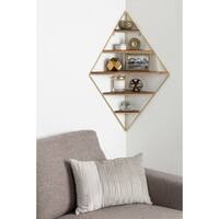 Kate and Laurel Melora Metal and Wood Corner Wall Shelf