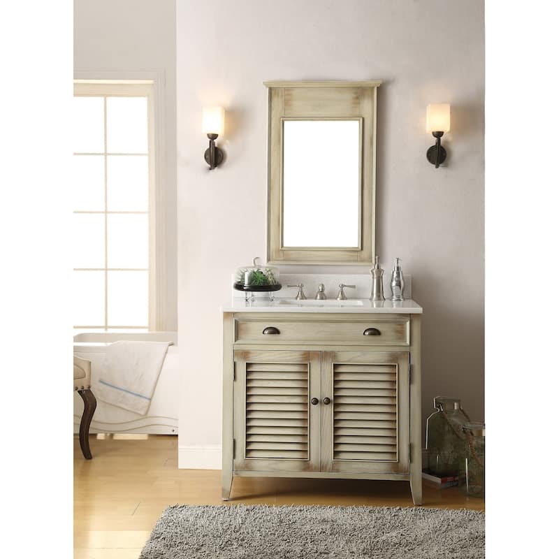36" Benton Collection Abbeville Distressed Beige Bathroom Vanity