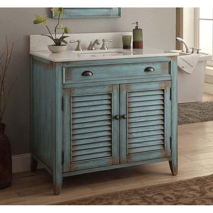 36" Benton Collection Abbeville Distressed Blue Bathroom Vanity - N/A