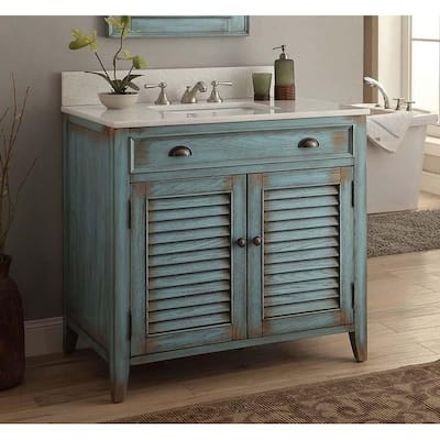 36" Benton Collection Abbeville Distressed Blue Bathroom Vanity