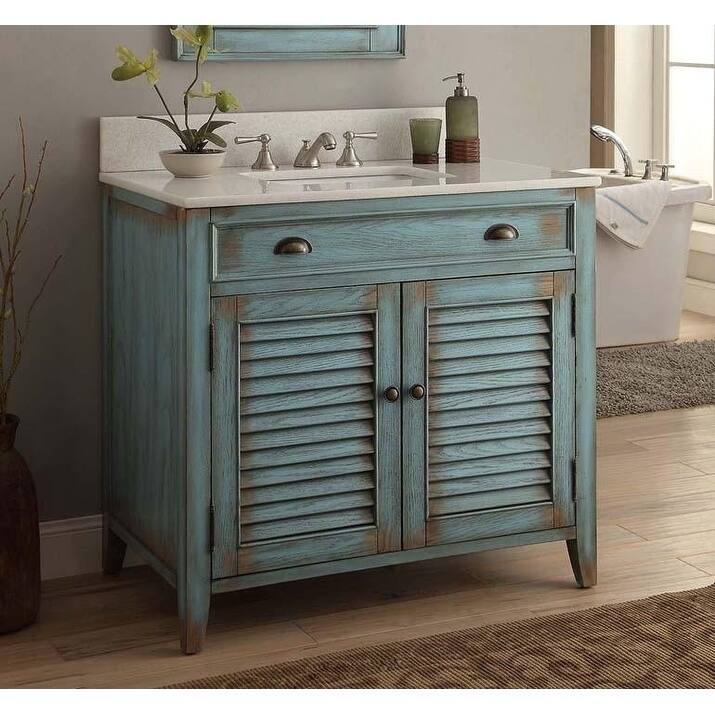 36" Benton Collection Abbeville Distressed Blue Bathroom Vanity