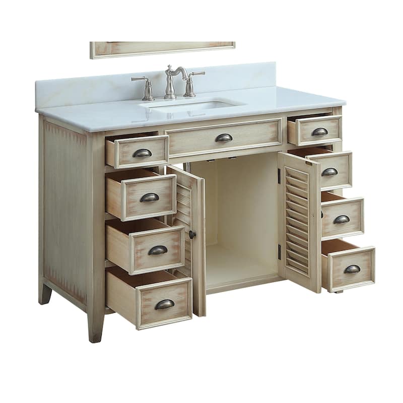 46" Benton Collection Abbeville Distressed Beige Bathroom Vanity