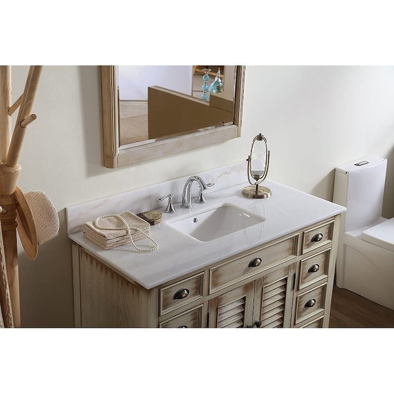 46" Benton Collection Abbeville Distressed Beige Bathroom Vanity
